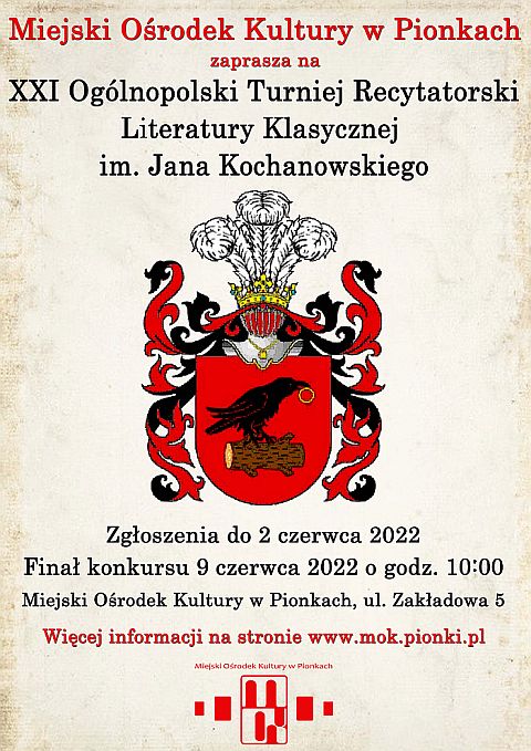 XXI Ogólnopolski Turniej Recytatorski Literatury Klasycznej im. Jana Kochanowskiego